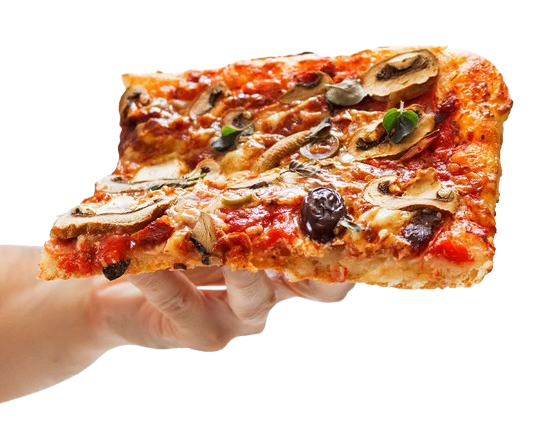 Hand with pizza